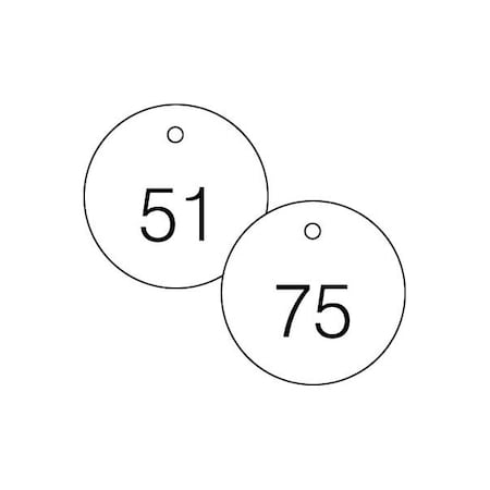 Accuform Engraved Numbered Tags, PF-Cardstock, 1/4 in H x 3-1/4 in W, 25 PK TDG363WT